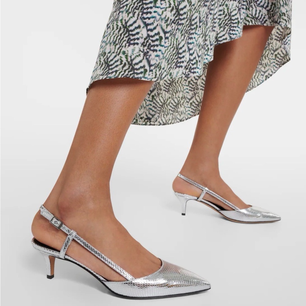 BrandNEW Michael Kors COLLECTION Hallie Runway Crackled Leather Pump, 41. Silver - Picture 16 of 16